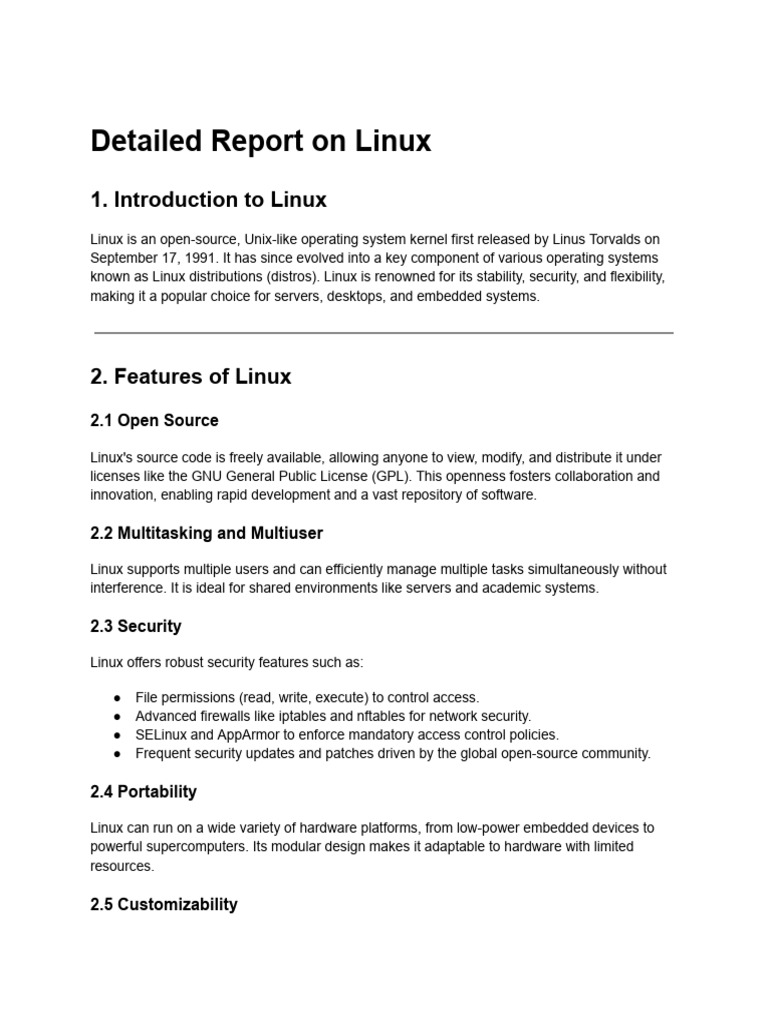 Comprehensive Linux Overview and Features | PDF | Linux | Linux ...