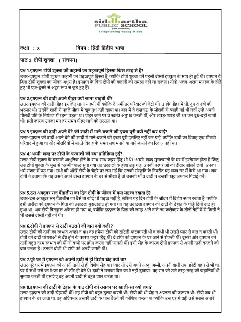 Topi Shukla (Notes) | PDF