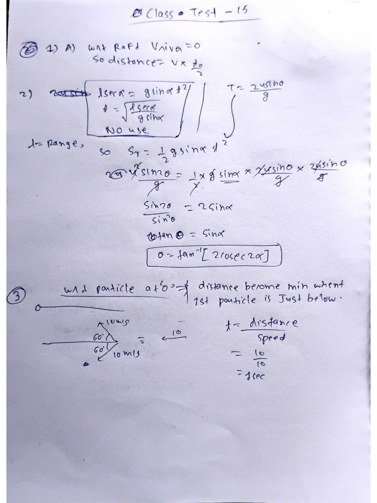 Class Test 15, 11th Phy Relative Motion | PDF
