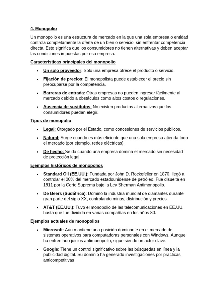 Monopolios y Oligopolios en Venezuela | PDF | Monopolio | Oligopolio