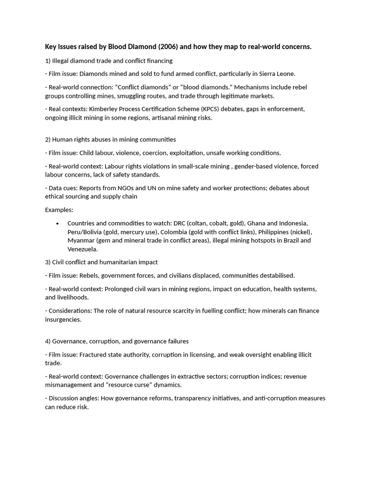 Key Issues Raised by Blood Diamond | PDF | Economies