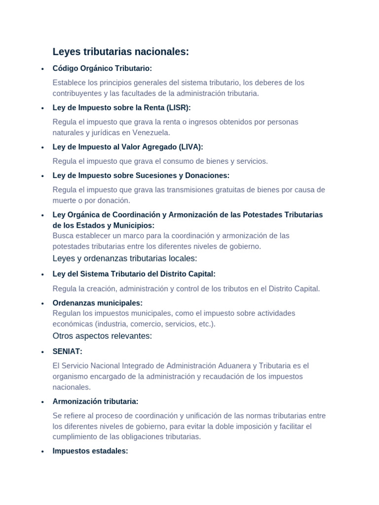 Leyes Tributarias en Venezuela: Guía Completa | PDF | Impuestos | Economias