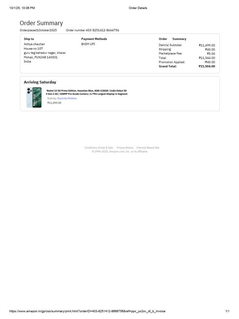 Order Details | PDF