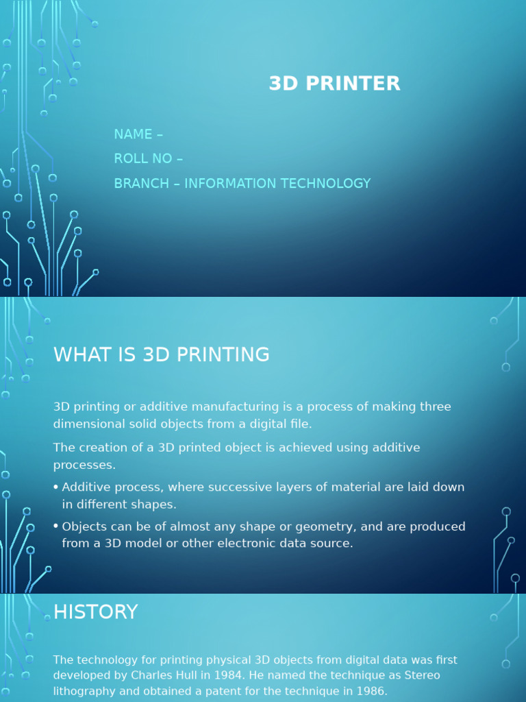 Overview of 3D Printing Technology | PDF | 3 D Printing | Secondary ...