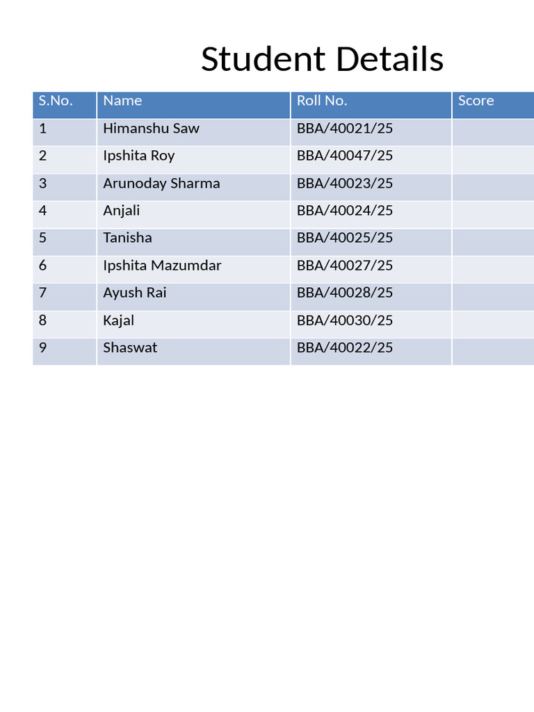 Student Details PPT A4 | PDF