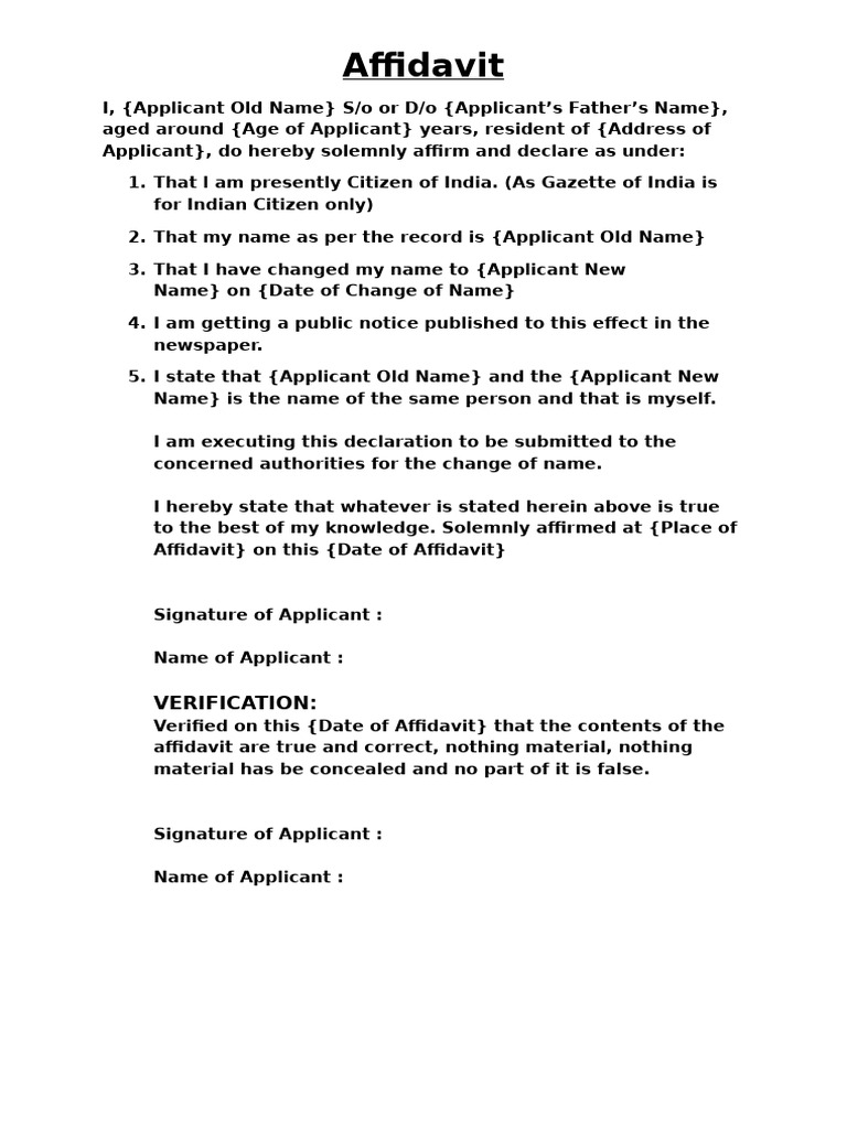 Affidavit Format | PDF