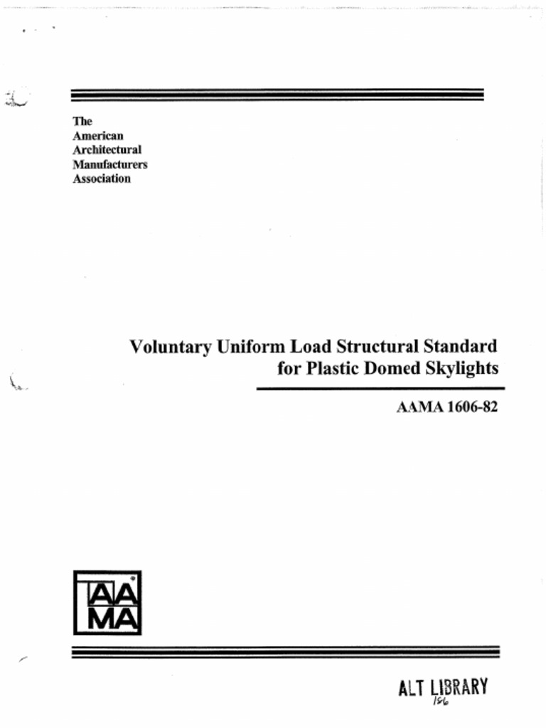 AAMA 1606-82 Voluntary Uniform Load Structural Standard For Plastic ...