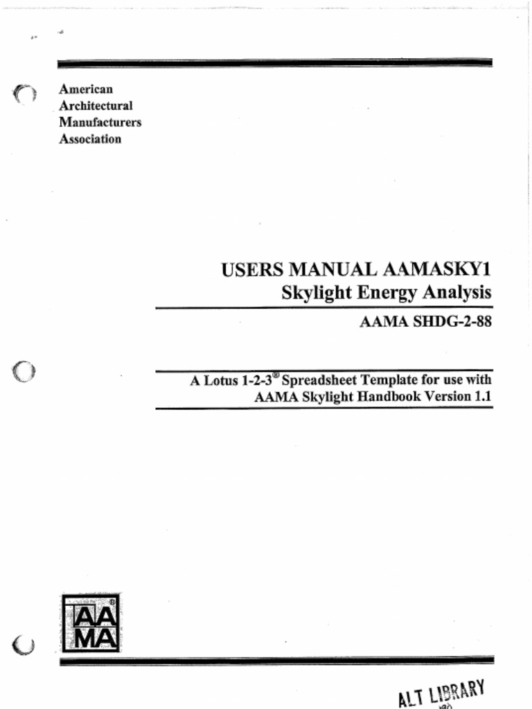 AAMA SHDG-2-88 Users Manual AAMASKY1 Skylight Energy Analysis | PDF