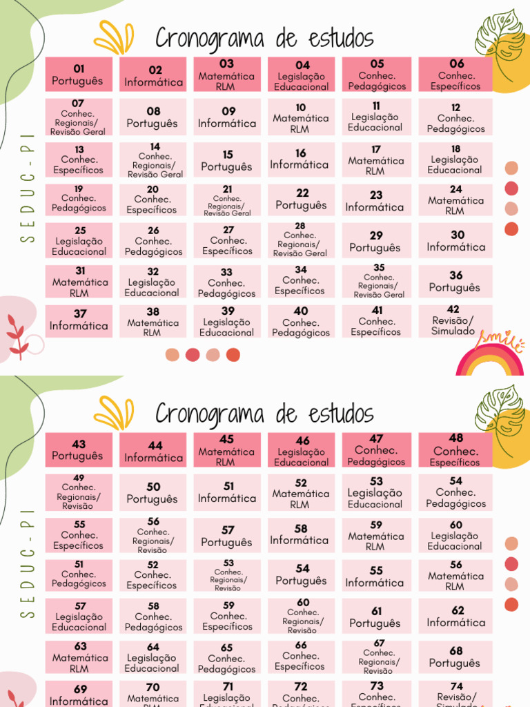 Cronograma de Estudos para Educação | PDF