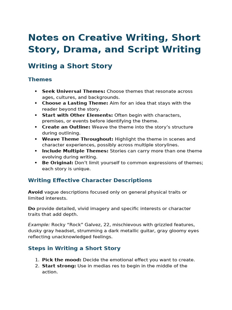 Creative Writing Techniques and Tips | PDF | Plot (Narrative)