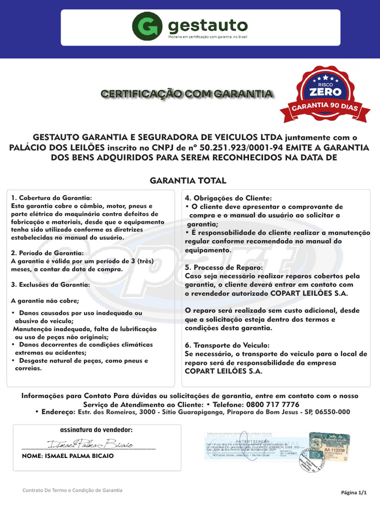 Garantia de Veículos: Cobertura e Condições | PDF