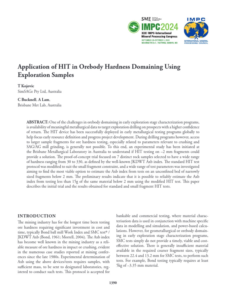 HIT Device for Ore Hardness Testing | PDF | Mill (Grinding)