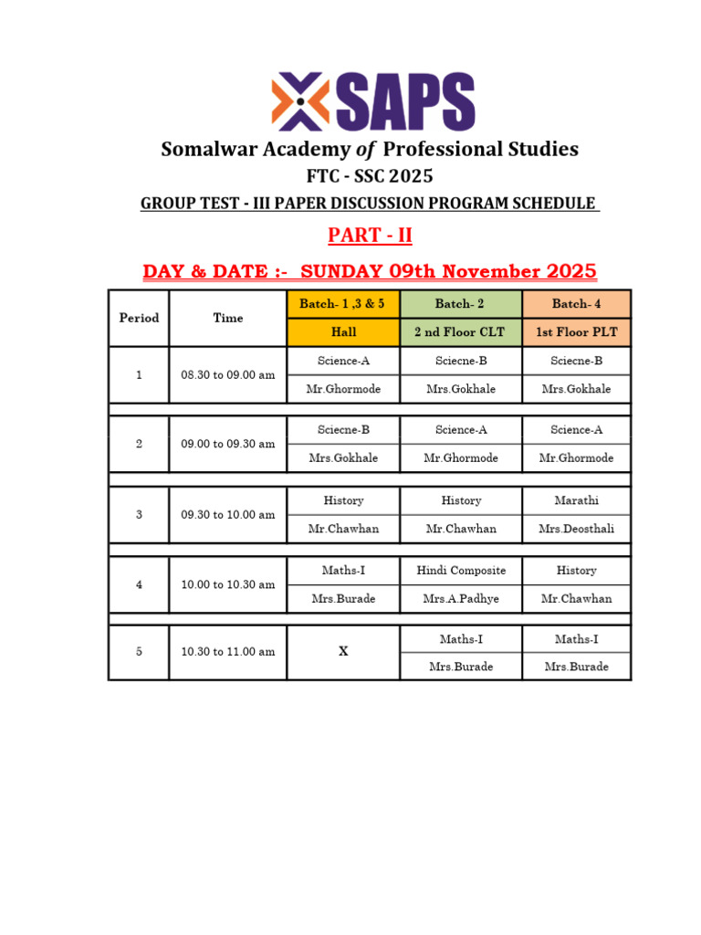 Group Test Round-III Part - II Interaction Program | PDF