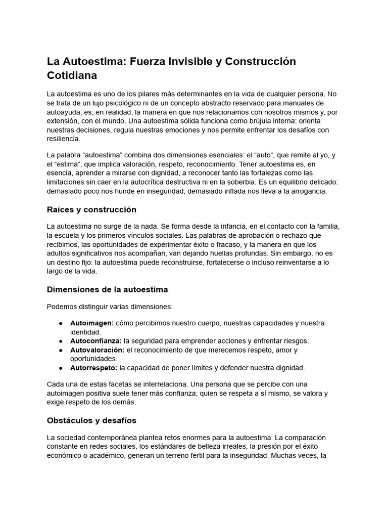 Autoestima: Clave para el Bienestar Personal | PDF | Autoestima ...