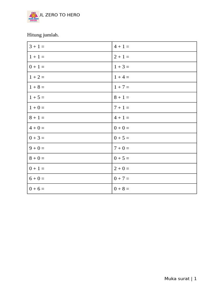 Zero to Hero: Basic Math Exercises | PDF