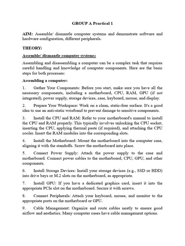 GROUP a Practical 1 | PDF | Computer Data Storage | Computer Hardware