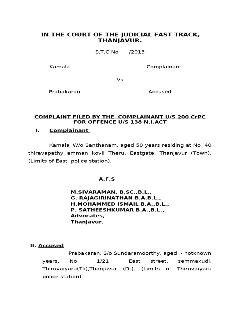 138 Case - Kamala Vs Prabakaran | PDF | Cheque | Justice