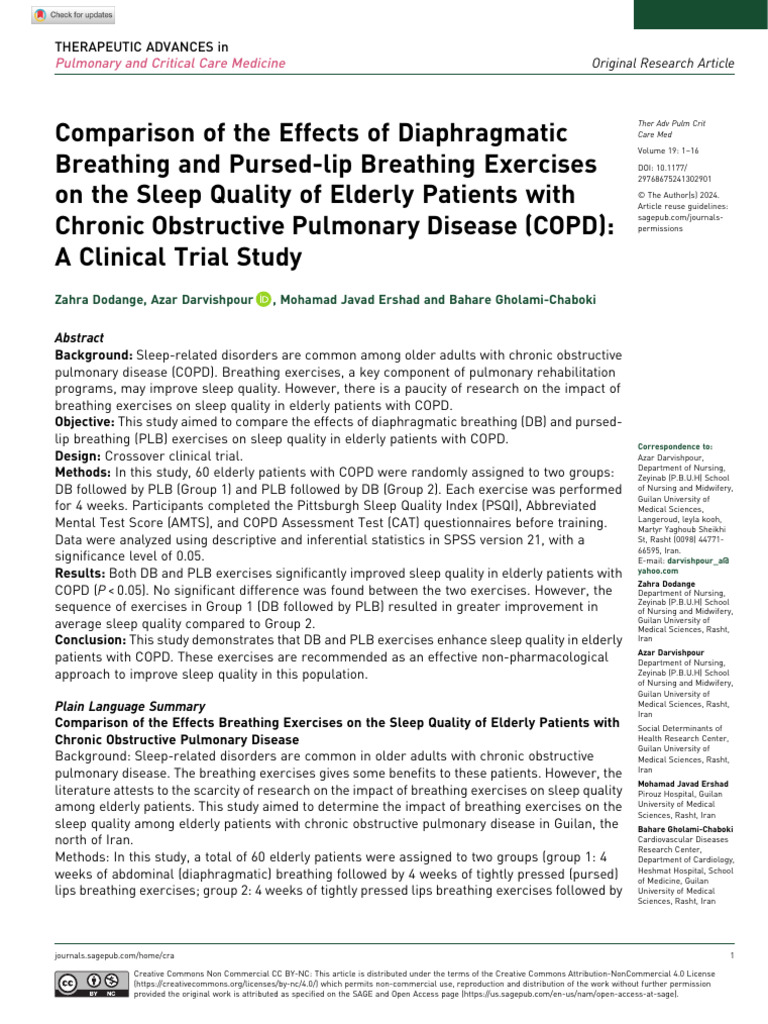 Dodange Et Al 2024 Comparison of The Effects of Diaphragmatic Breathing ...