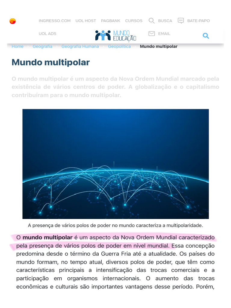 Entendendo o Mundo Multipolar Atual | PDF | Polaridade (Relações ...