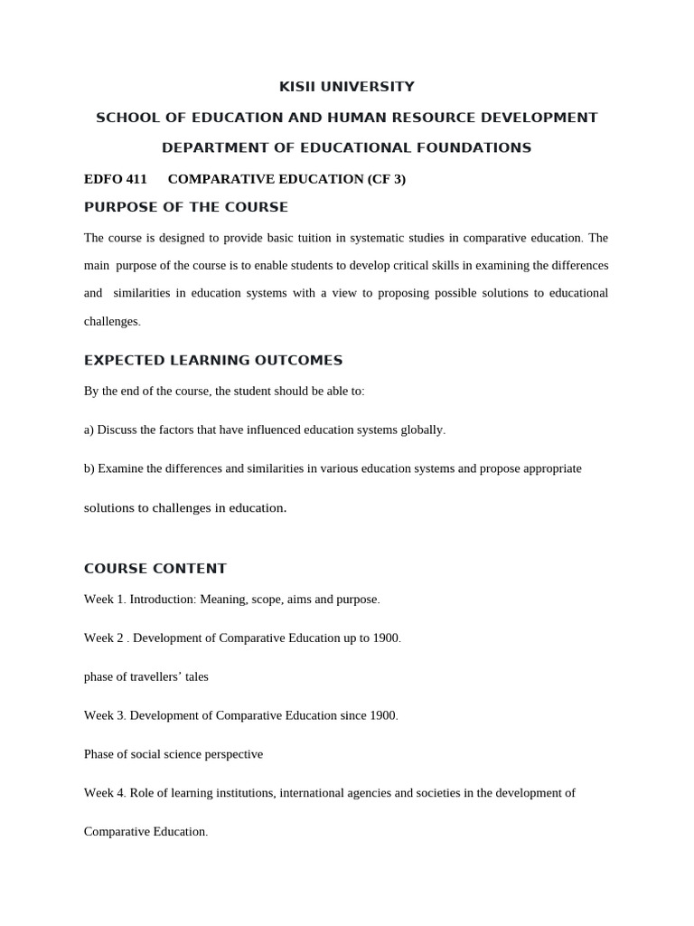 Comparative Education Course Overview | PDF | Learning | Intelligence