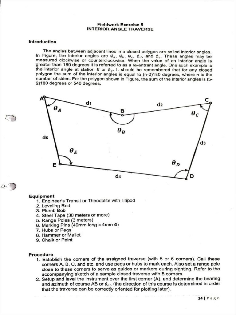 Surveying Fieldwork Exercises 5&6 | PDF
