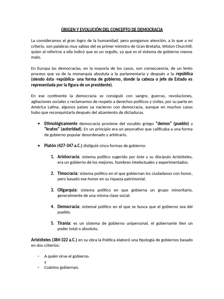 Origen y Evolución de La Democracia 10032021 | PDF | Democracia ...