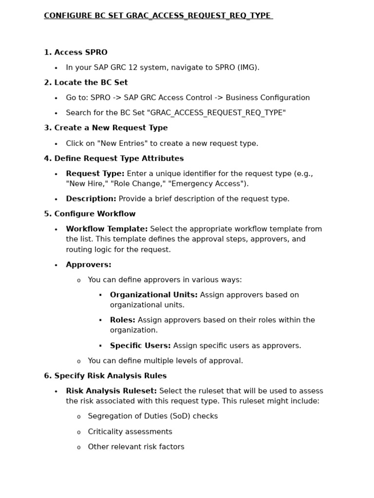 1a. Configure BC Set Grac - Access - Request - Req - Type | PDF | Risk