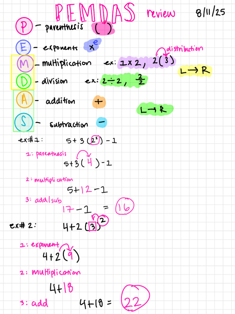 Math Operations and Order of Operations Guide | PDF