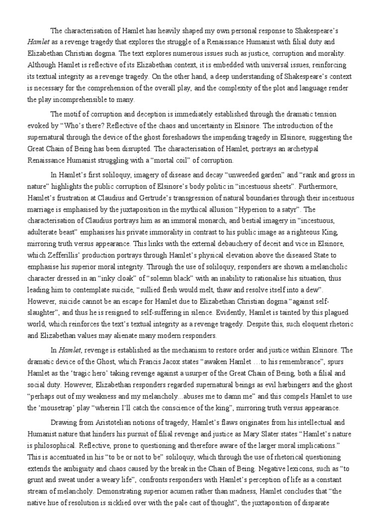Hamlet's Moral Dilemma Explored | PDF | Hamlet | Tragedy