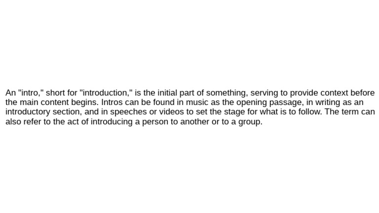 Understanding Intros: Definition & Uses | PDF
