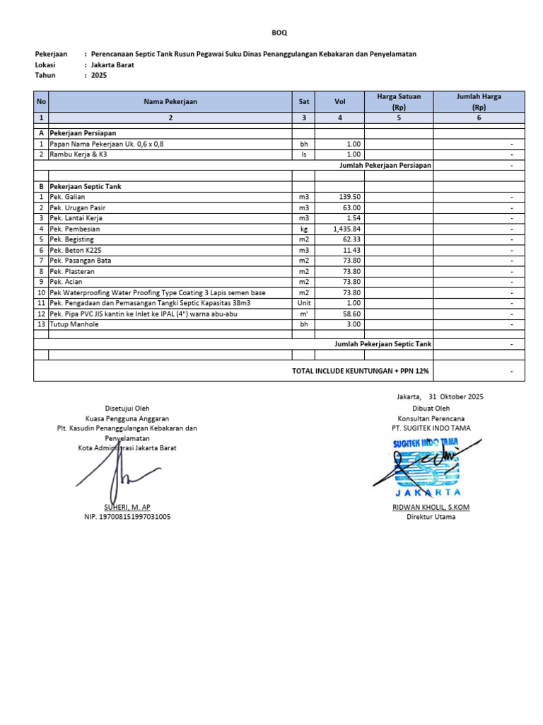 Rencana Septic Tank Rusun Jakarta 2025 | PDF