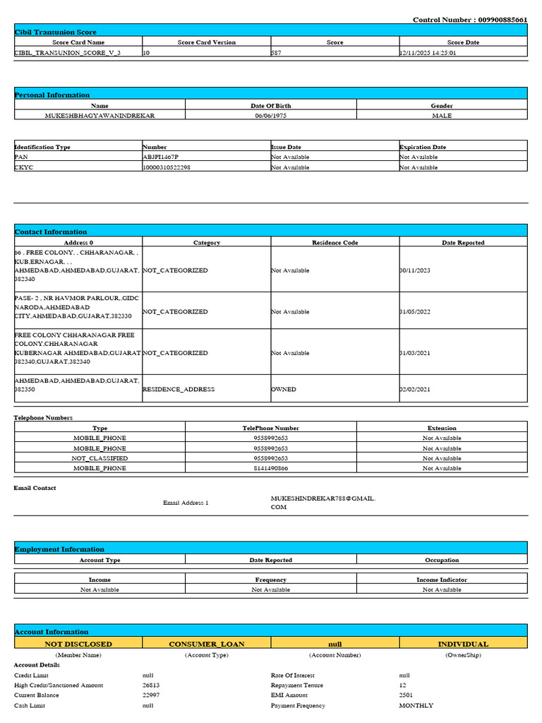 Cibil 1 | PDF | Finance & Money Management | Credit