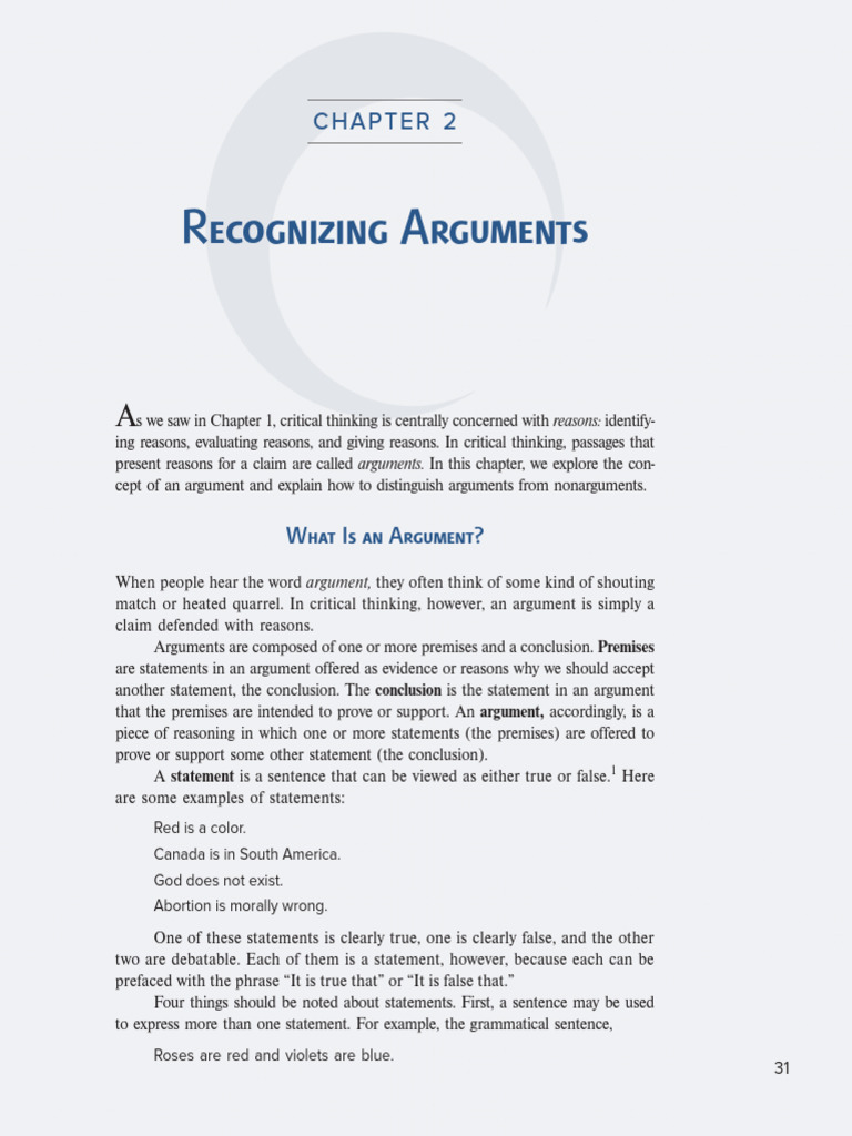 Understanding Arguments in Critical Thinking | PDF | Argument | Reason