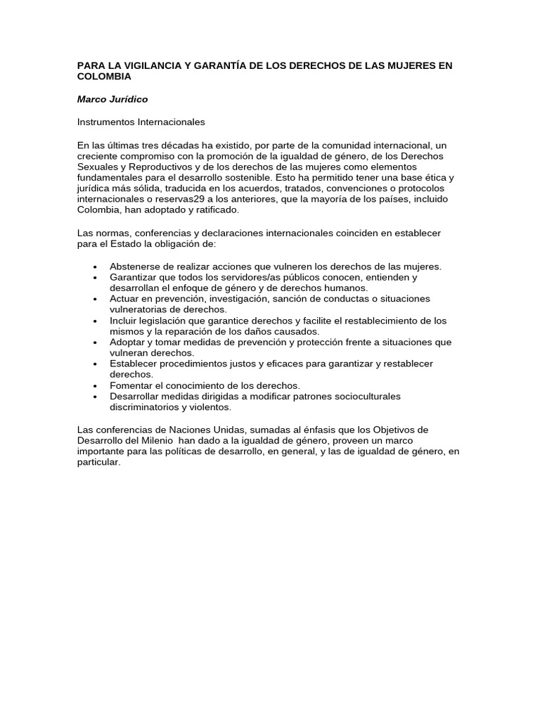 Derechos de Las Mujeres en Colombia | PDF