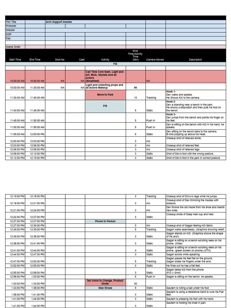 7th Dec Schedule - Sheet1 | PDF | Foot | Shoe