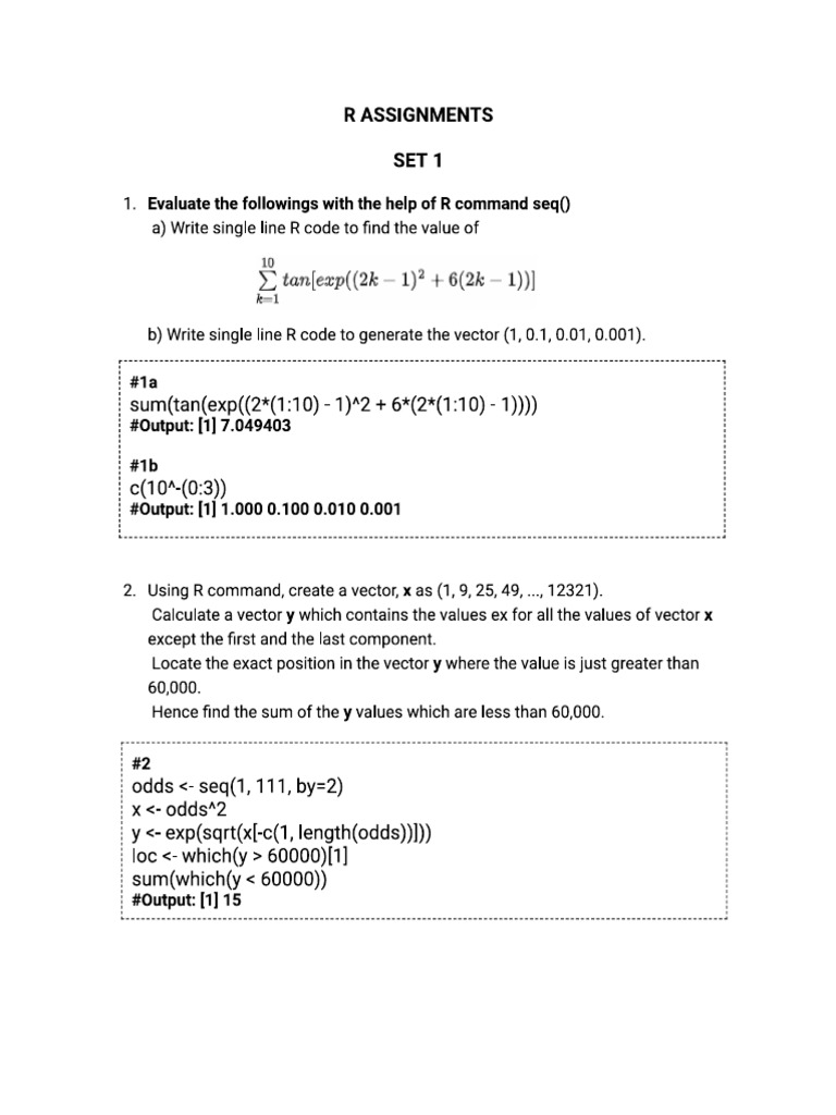 R Assignment 1 | PDF