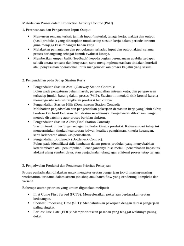 Metode Efektif dalam Production Activity Control | PDF