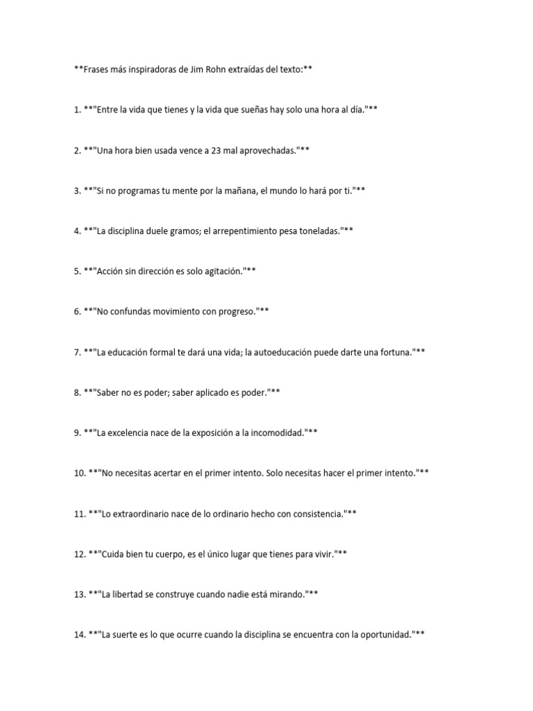 Frases Inspiradoras de Jim Rohn | PDF