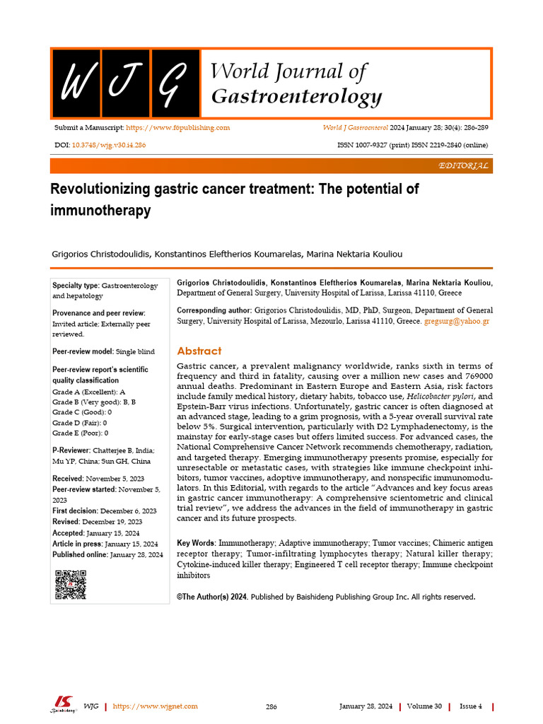 Revolutionizing Gastric Cancer Treatment: The Potential of ...