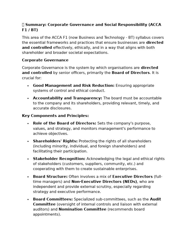 Corporate Governance & CSR Overview | PDF | Corporate Governance ...