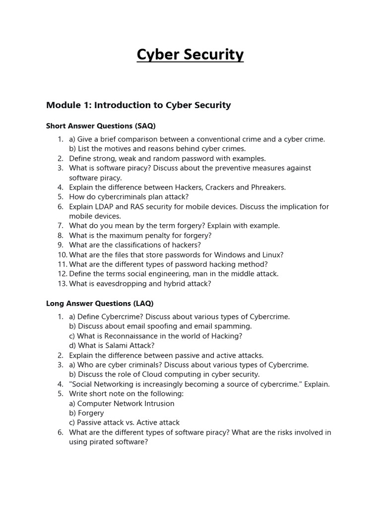 Cyber Security Qs List | PDF | Security Hacker | Security