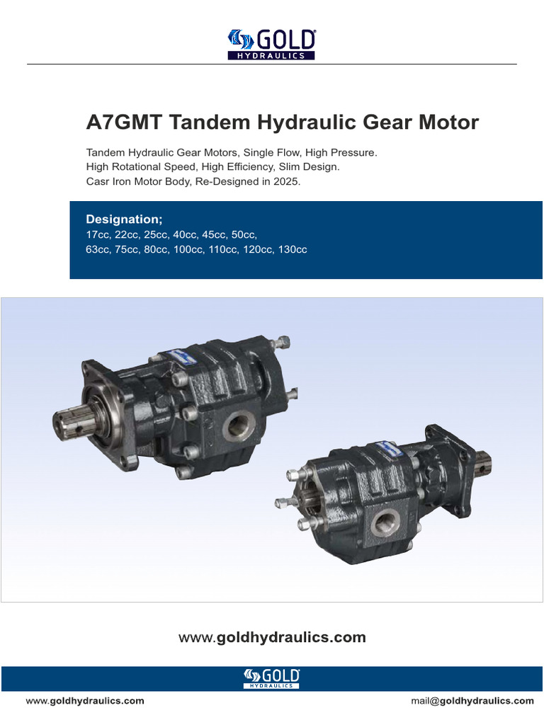 A7GMT Tandem Hydraulic Gear Motor | PDF | Pump | Fluid Mechanics