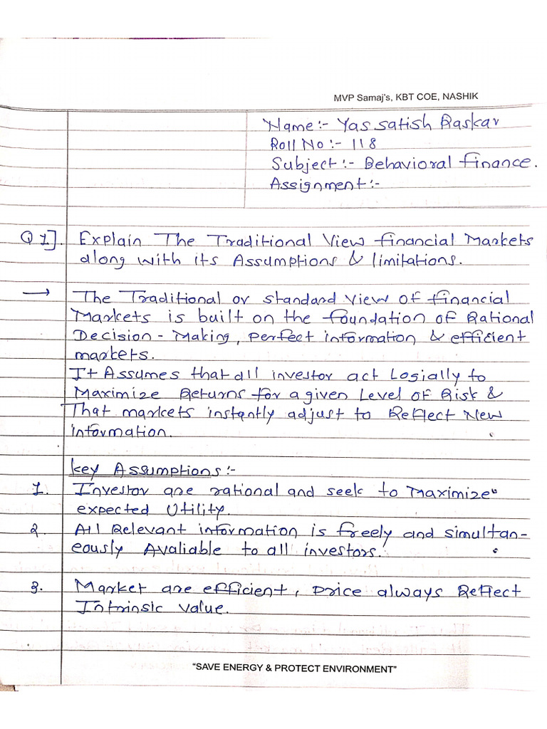 Behavioral Finance Assignment 1 | PDF