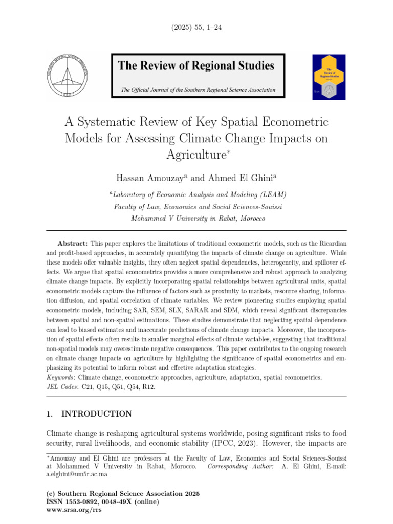 Spatial Econometric Models in Agriculture | PDF | Spatial Analysis ...