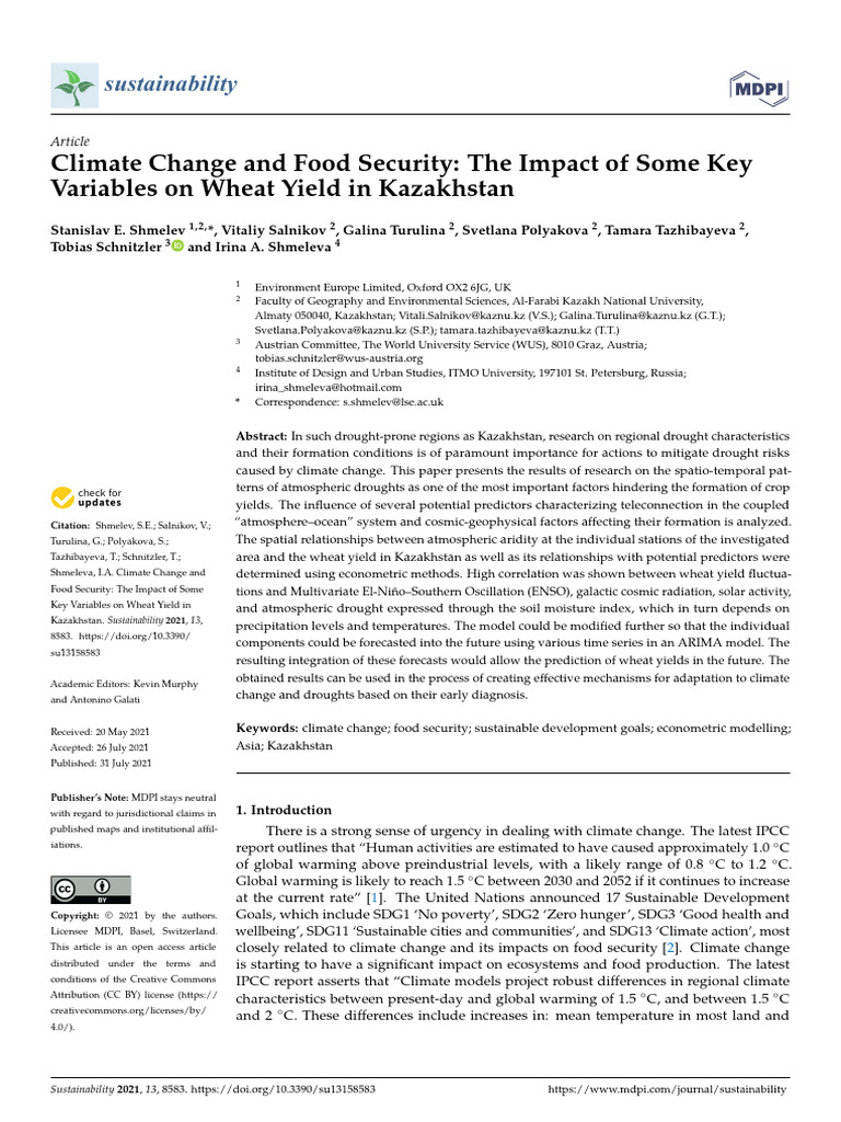 Climate Change and Food Security The Imp | PDF | Climate | Drought