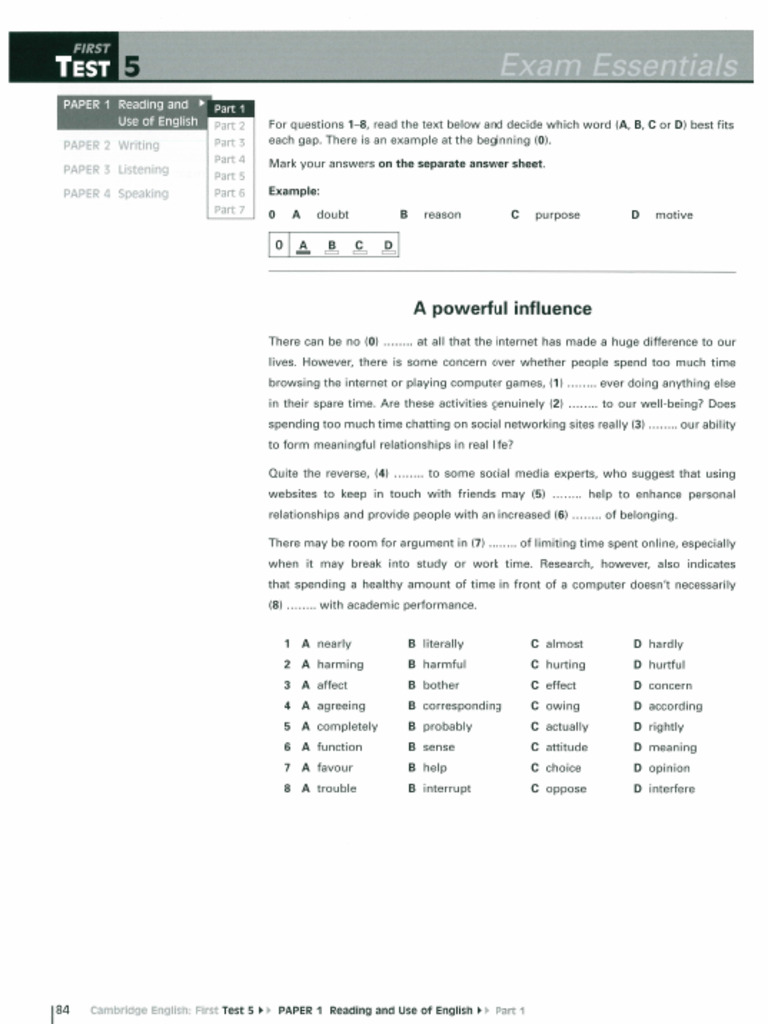 First Exam Essentials 1 TEST 5 | PDF