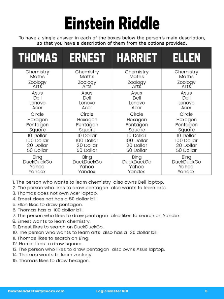 Einsteinriddles 39296 DownloadActivityBooks | PDF