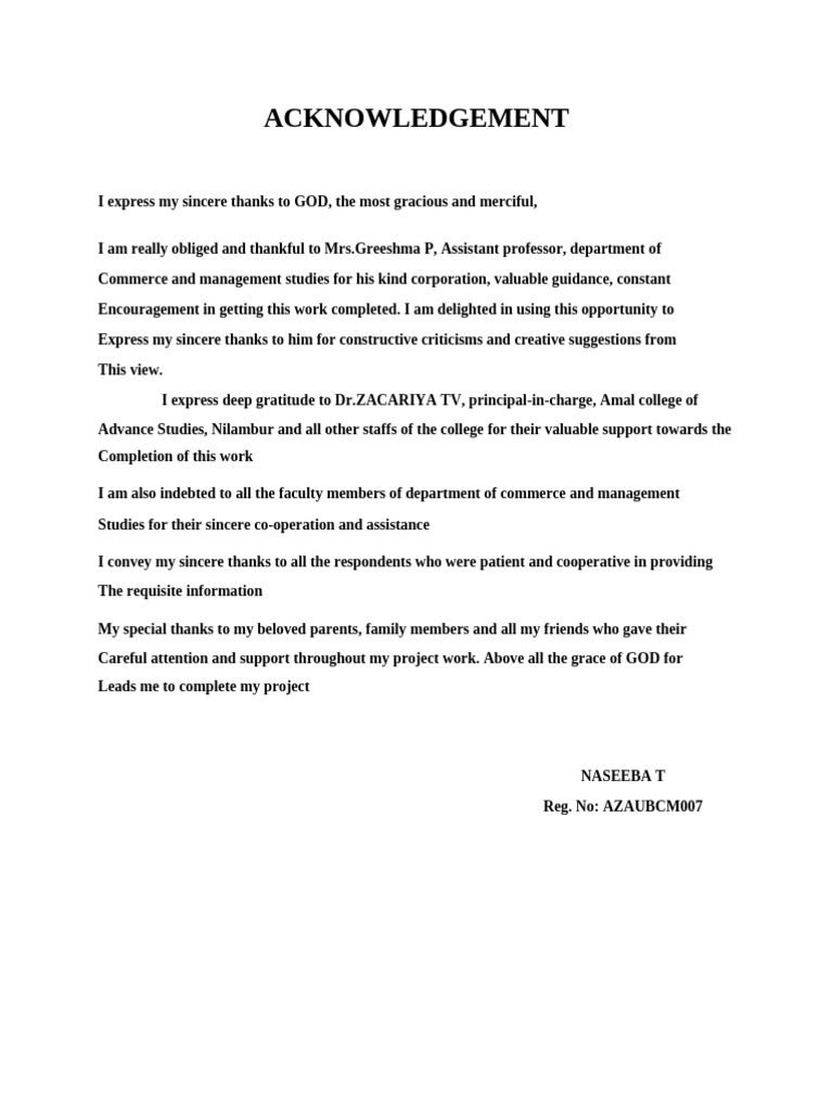 Acknowledgements for Project Completion | PDF