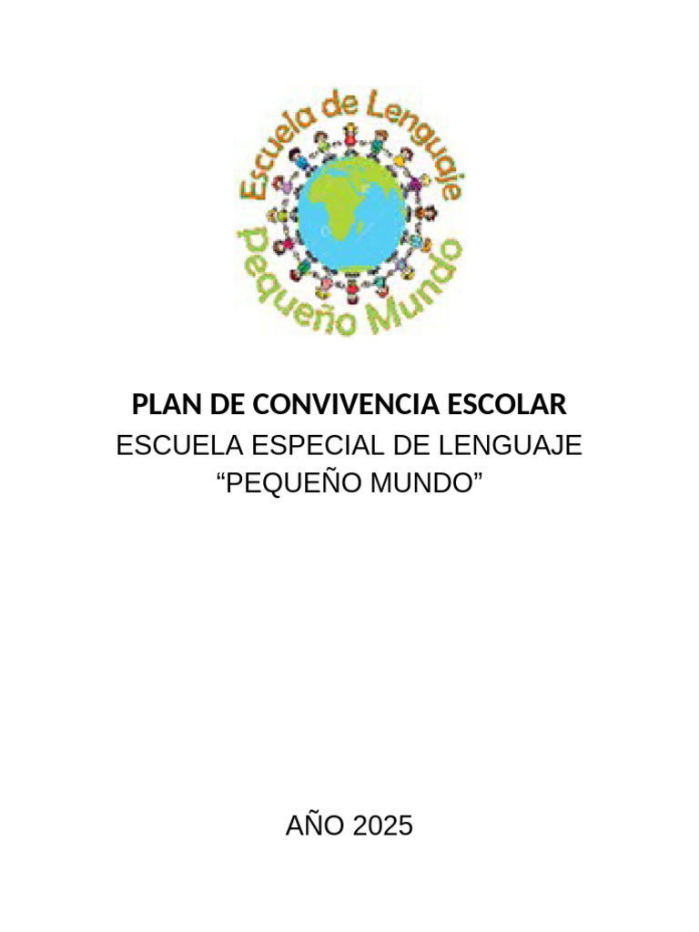 Plan de Convivencia Escolar 2025 - Pequeño Mundo | PDF | Escuelas ...