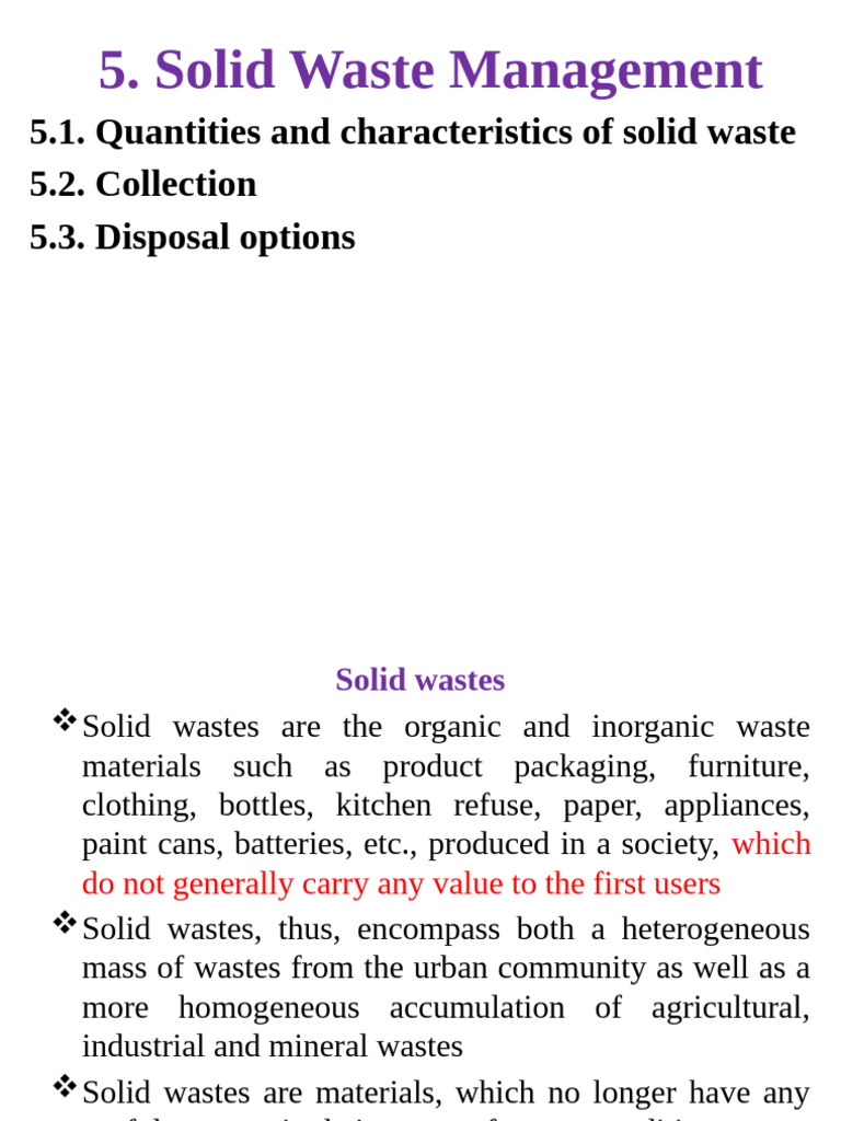 Solid Waste Management Overview | PDF | Waste Management | Waste